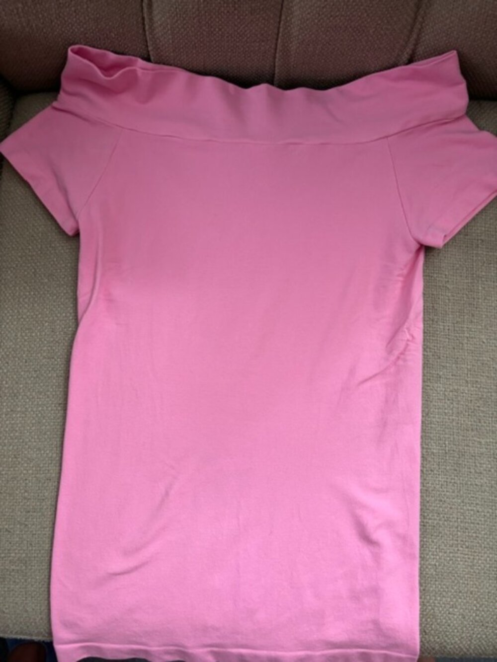 Ladies Skinny Pink Tee - off the shoulder top